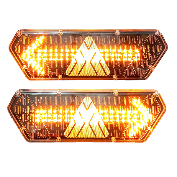 Par Lanterna Sinalização Direcionador de Tráfego Função Seta LED 12/24v Cristal C/Módulo Direcional Lantersul