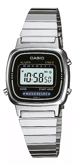 Relógio Casio Feminino Vintage Mini Prata LA670WA-1DF-SC