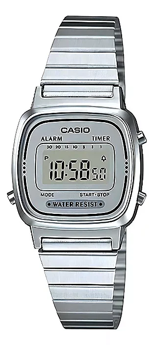 Relógio Casio Feminino Vintage Mini Fundo Prata