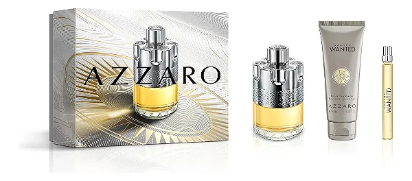 Kit Perfume AZZARO WANTED EDT 100ML + Gel de Banho 75ML + Travel Size 10ML
