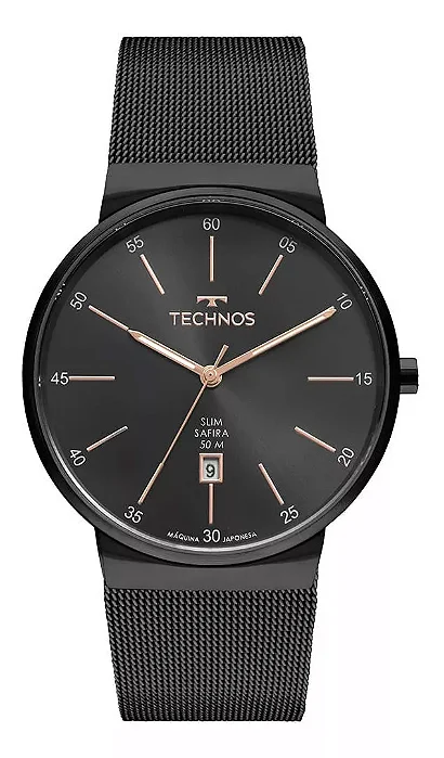 Relógio Technos Masculino Slim Preto GM12AG/1P