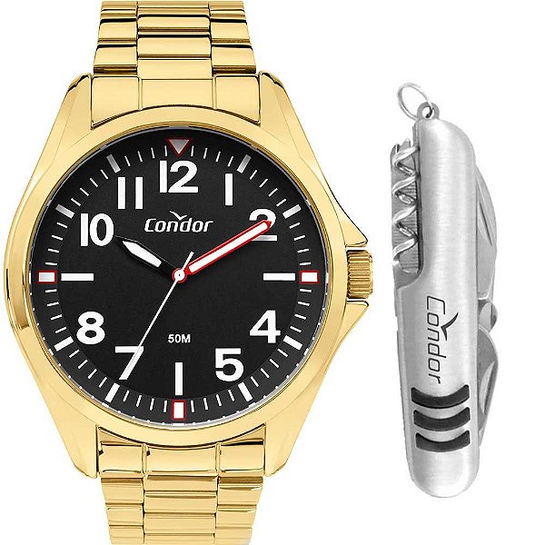 Kit Relógio Condor Masculino com Canivete Multifunções