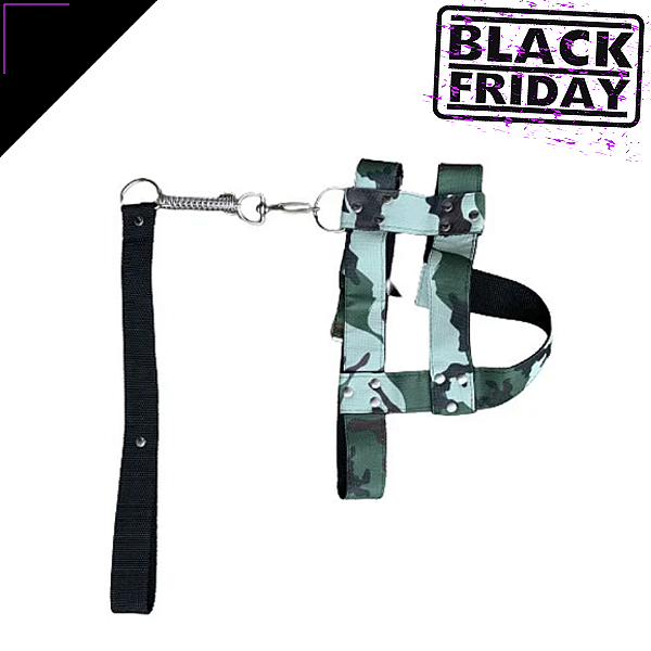 Peitoral Antipuxão Camuflado + Guia para Cães