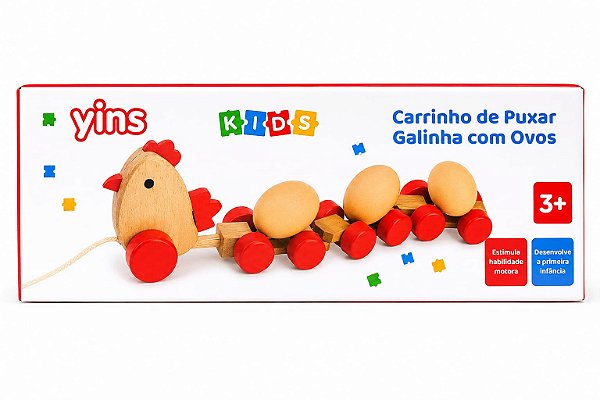 Carrinho de Puxar Galinha com Ovos – Yins Kids