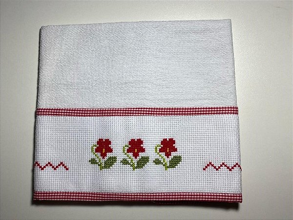 Toalha de Mesa 50 x 50 cm Bordada à Mão em Ponto Cruz