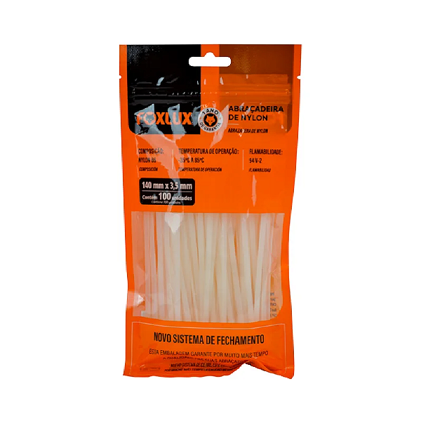 Abracadeira Nylon Branca 140x3,5 Foxlux