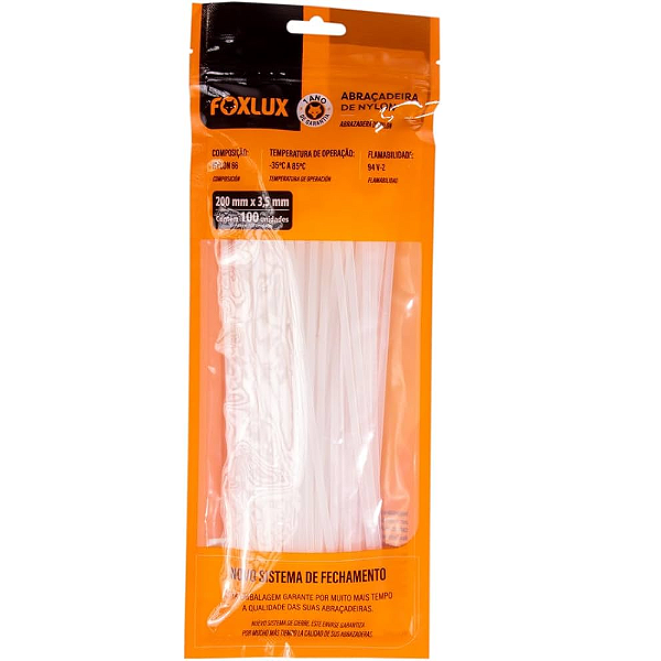 Abracadeira Nylon Branca 200x3,5 Foxlux