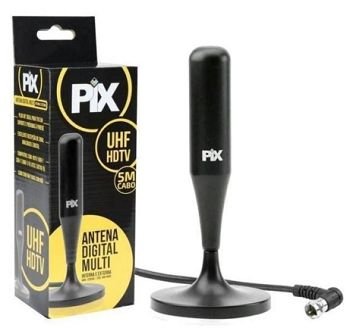 Antena Digital Pix Interna Hdtv/Uhf Com Imã Cabo 5M