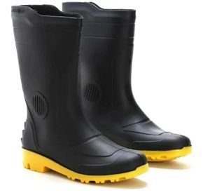 Bota Pvc Com Forro Preto Sola Amarela Cano Alto N.37/38 Pega Forte