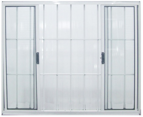 Vitrô de Alumínio de Correr 4 Folhas 100x120 Com Grade Branca Janellot