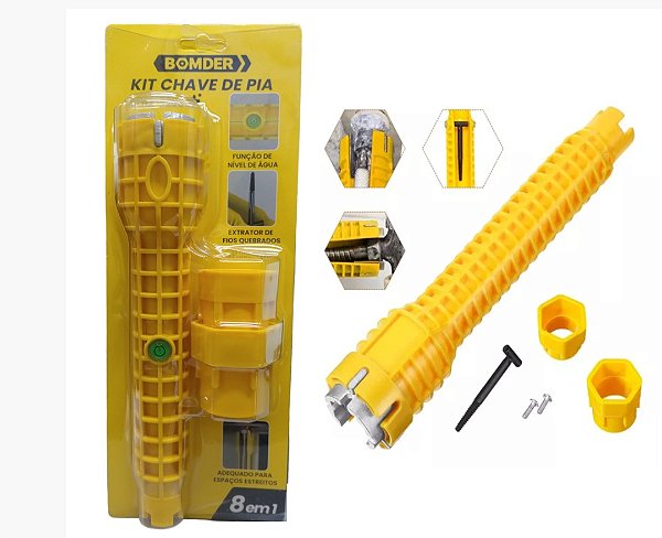 Chave Multifuncional para Manutenção de Pia 8 em 1 Com-3205 - Bomvink