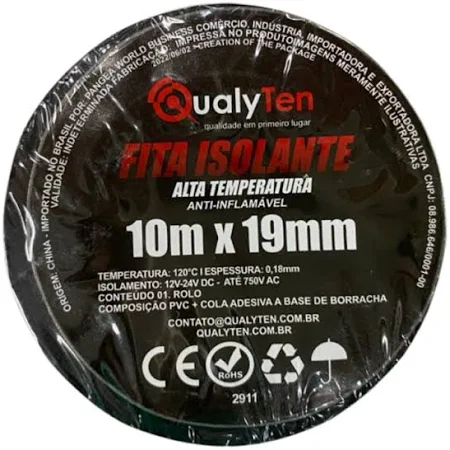 Fita Isolante Qualyten 10mm x 19mm  alta temperatura anti-inflamável