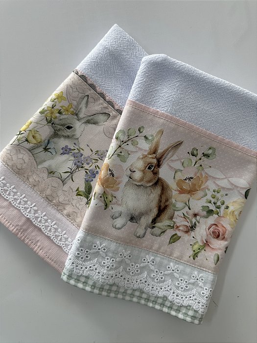 Kit 2 panos - Páscoa Rosa