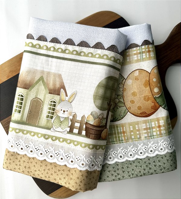 Kit 2 panos- Páscoa Casinha