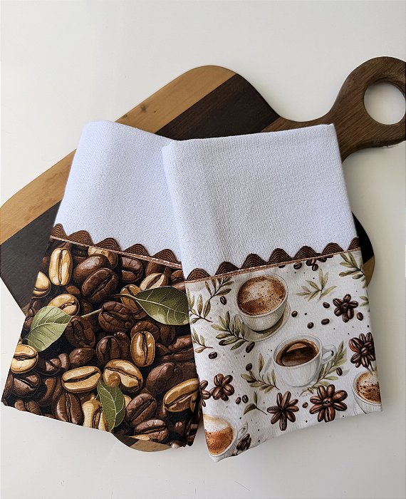 Kit 2 panos - Grãos de café