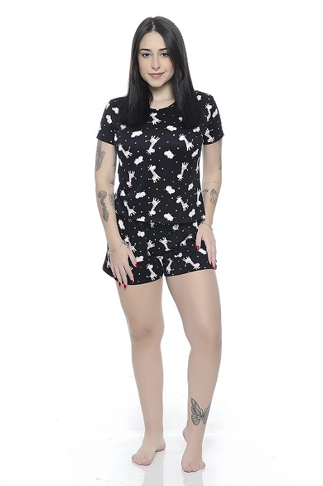 Shortdoll girafa manga feminino verão ref 004