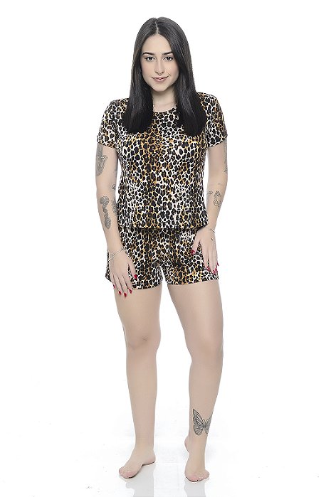 Shortdoll onça manga feminino verão ref 004