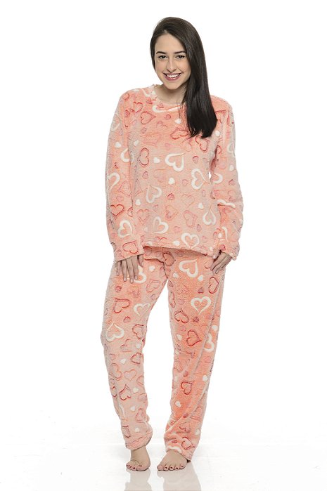 Pijama Ultra Soft Coracao Salmon
