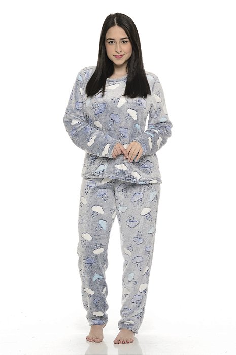 Pijama Ultra Soft Nuvem Cinza