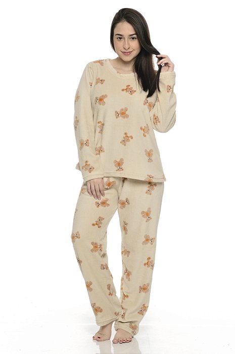 Pijama Ultra Soft Urso Bege