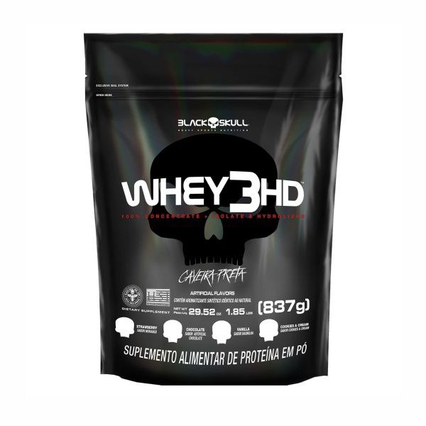 Whey 3HD (WPC, WPI E WPH) - 837 g (Refil) | Black Skull