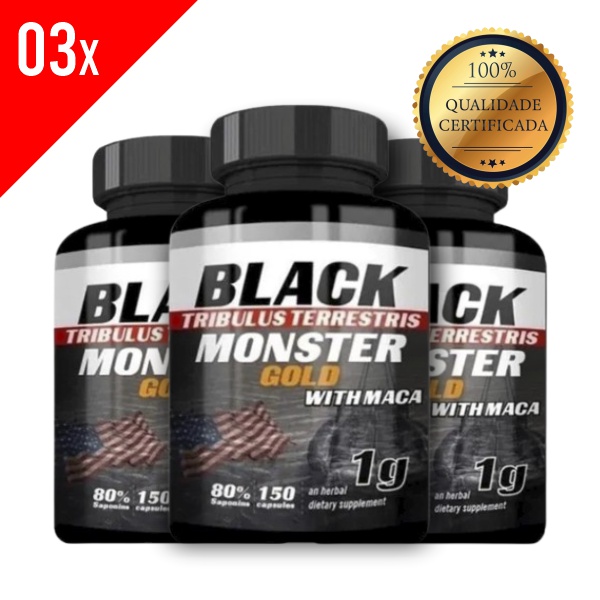 COMBO 3X - TRIBULUS TERRETRIS + Maca 1000 mg - 150 CAPS | BLACK MONSTER GOLD