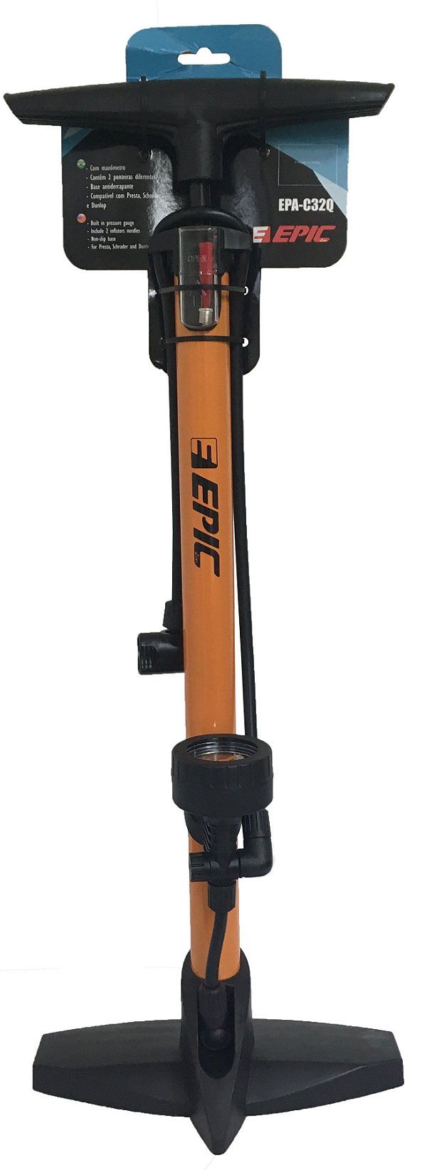 Bomba de chão Epic EPA-C32Q laranja com manômetro