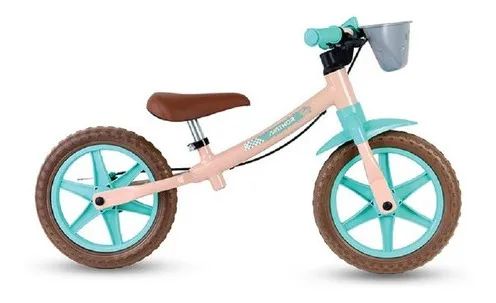 Bicicleta de Equilíbrio Nathor 12" rosa e verde