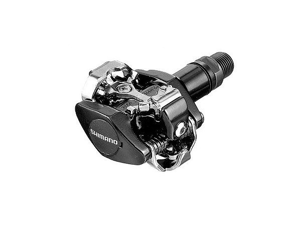 Pedal Shimano PD M505 MTB com taquinho preto e prata Ciclo