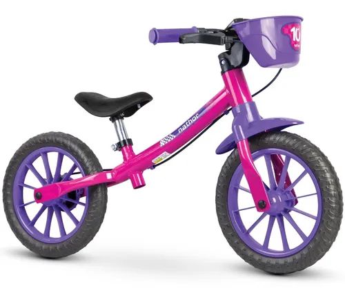 Bicicleta de Equilíbrio Nathor 12" rosa e roxo
