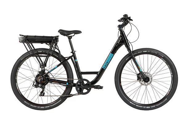 Bicicleta elétrica Caloi E-Vibe Easy Rider aro 27.5" 7v preto e azul - Tam. 16"
