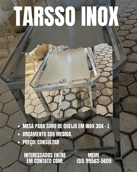 MESA PARA QUEIJO EM INOX 304 - L