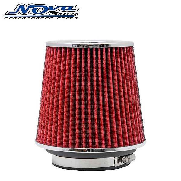 FILTRO DE AR K&N CÔNICO INTAKE VERMELHO | UNIVERSAL DUPLO FLUXO RG-1001RD