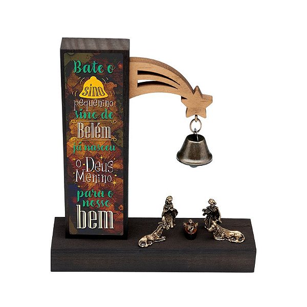 Presépio Bate o Sino Imbuia Rústico - Toque o céu