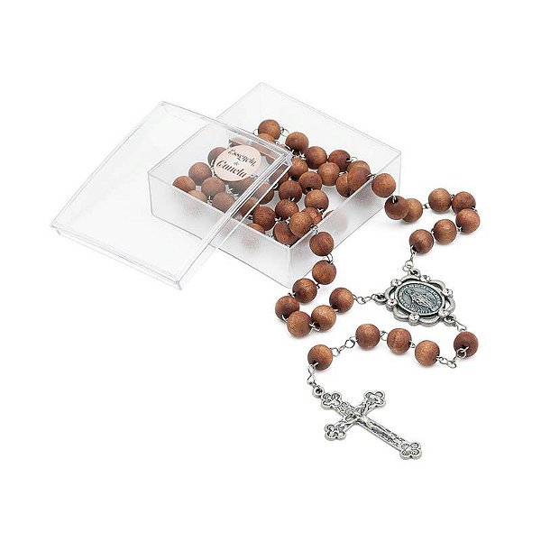 Terço Essência Canela Marrom Madeira 8mm - Toque o Céu