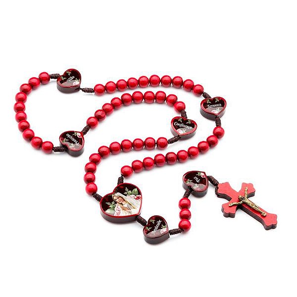Terço Mãe Nossa Senhora Fátima Vermelho - Toque o Céu