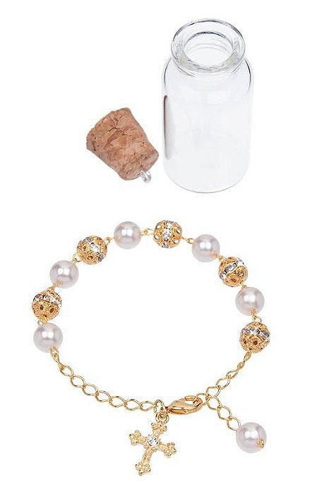Pulseira Dezena Perola e Dourado - Toque o Céu