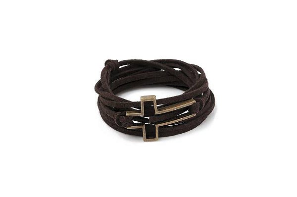 PULSEIRA JOVEM CRISTAO MARROM CRUZ VAZADA - Toque o Céu