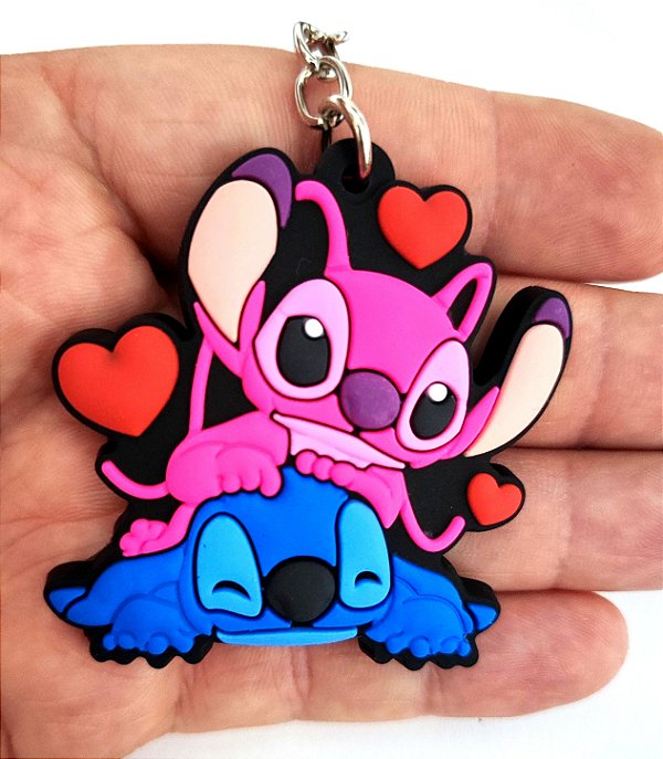 Chaveiro Emborrachado Angela e Stitch