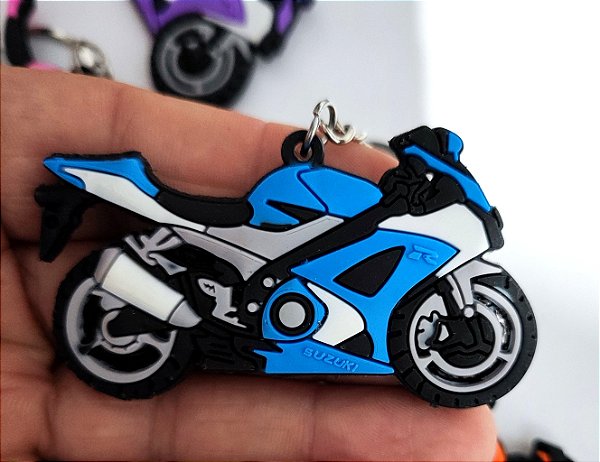 Chaveiro Emborrachado Moto Azul