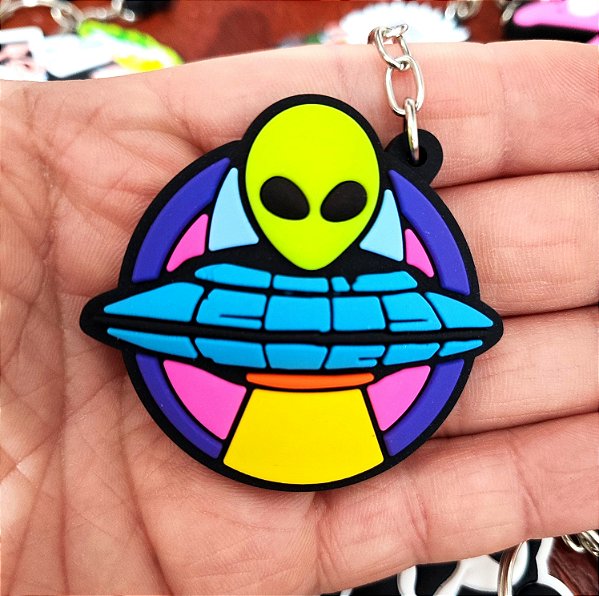 Chaveiro Emborrachado Alien Disco Voador