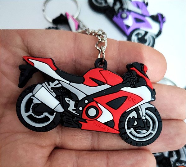 Chaveiro Emborrachado Moto Vermelha