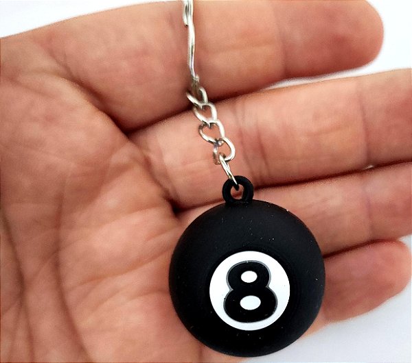 Chaveiro Emborrachado Bola 8 Sinuca