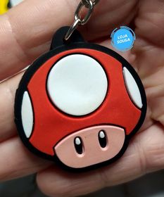 Chaveiro Emborrachado Mario Cogumelo Vermelho