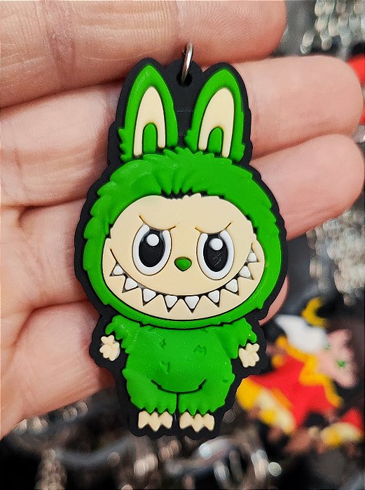 Chaveiro Emborrachado Labubu Verde