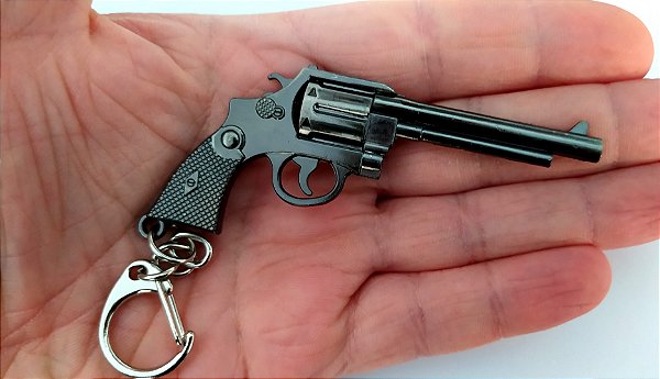 Chaveiro Miniatura Arma Revolver 38 Cano Longo