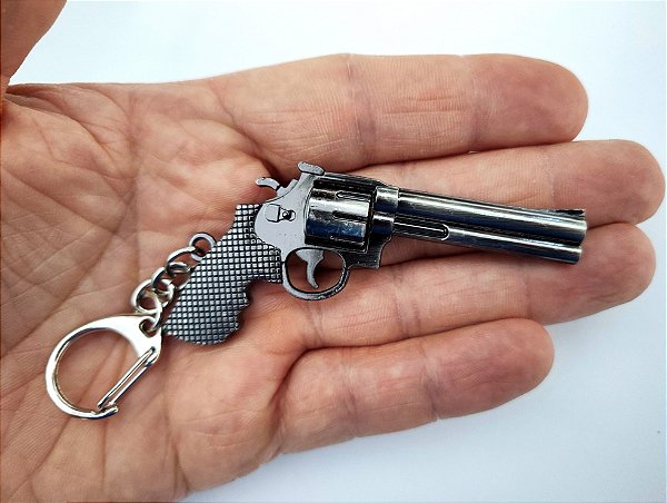 Chaveiro Miniatura Arma Revolver 38 Quadrado