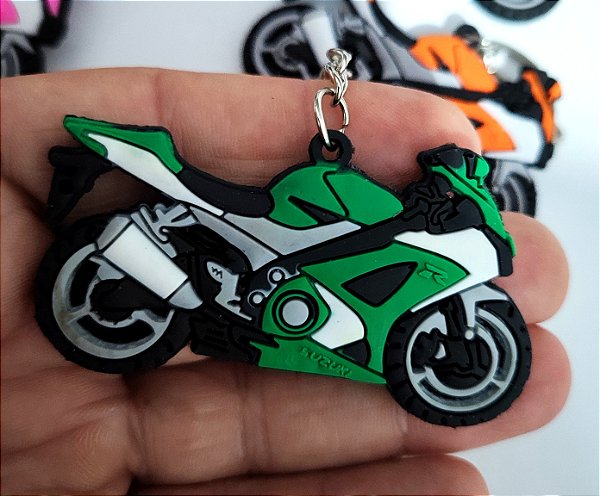Chaveiro Emborrachado Moto Verde
