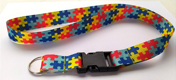 Cordão com Engate Rápido Quebra-Cabeça Autismo
