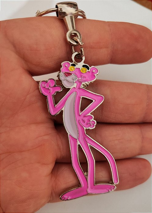 Chaveiro Metal Pantera Cor de Rosa